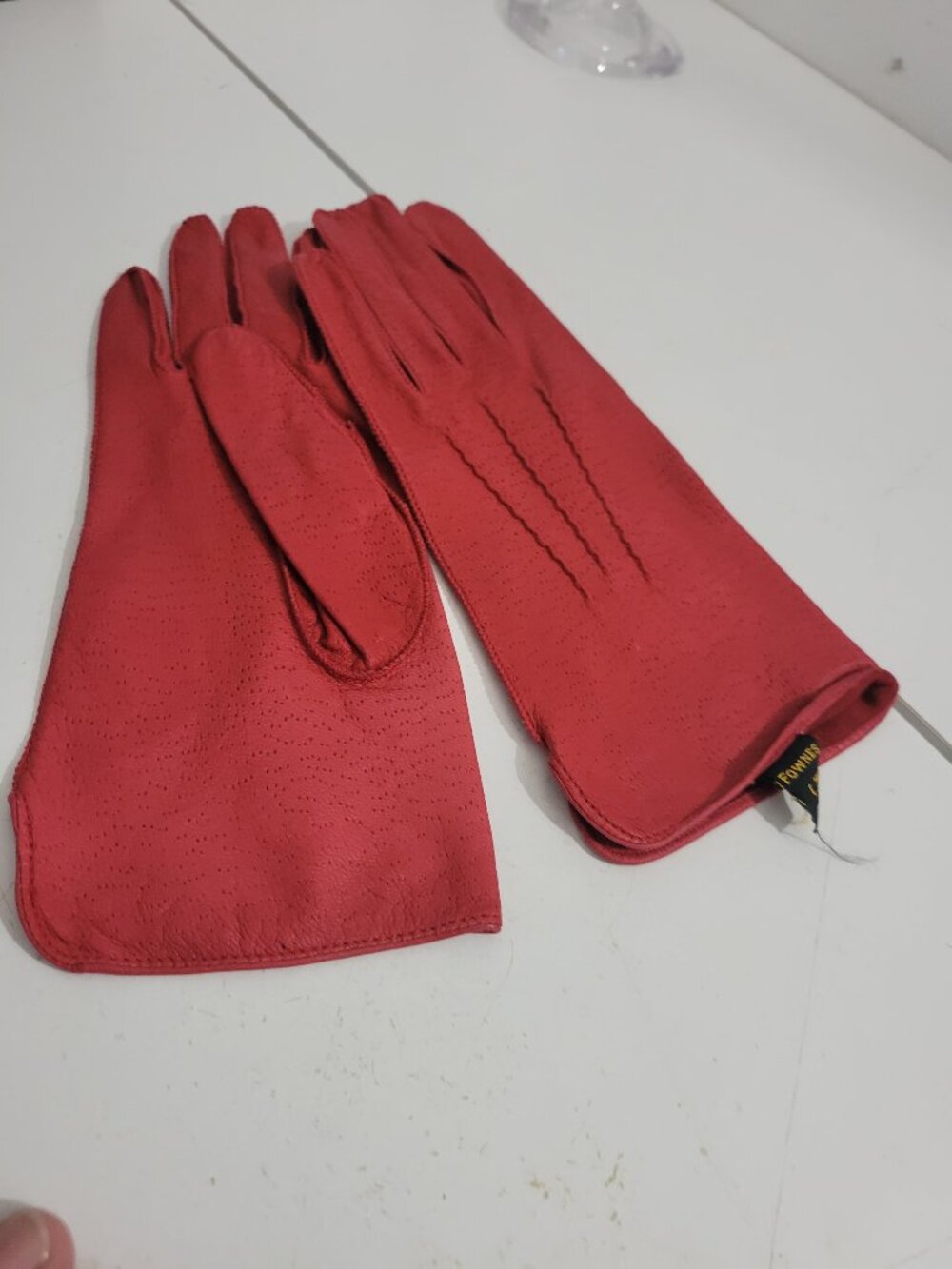 Vintage Red Leather Size  7 Gloves